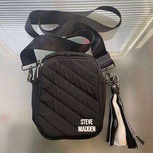 Steve Madden Quilted Black Belt Bag